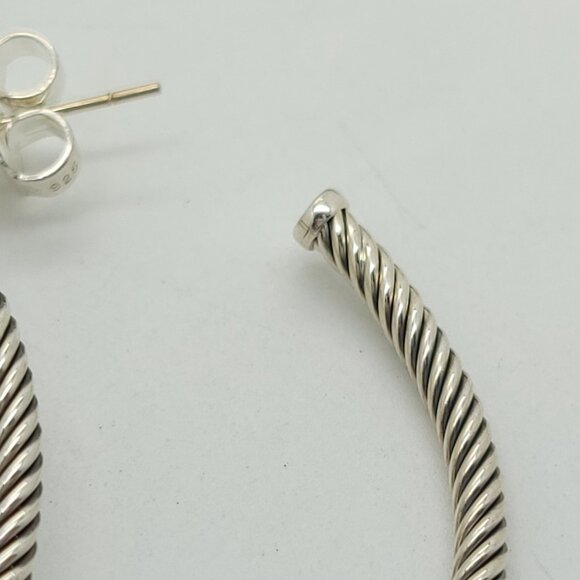 DAVID YURMAN Sterling Silver Classic Cable Hoop Earrings 2 inch with Pouch - Picture 7 of 9